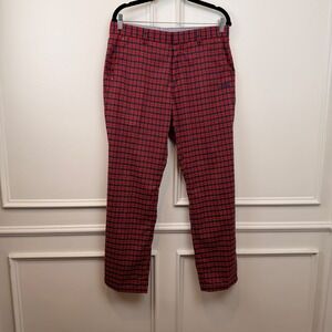 Louis Castel Mens Red Plaid Golf Pants Size 84 5LM PT 237 Trousers
